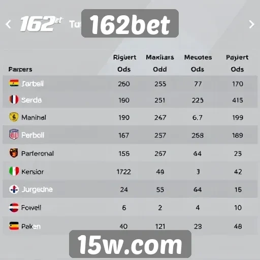 Comparação de odds entre 162bet e concorrentes